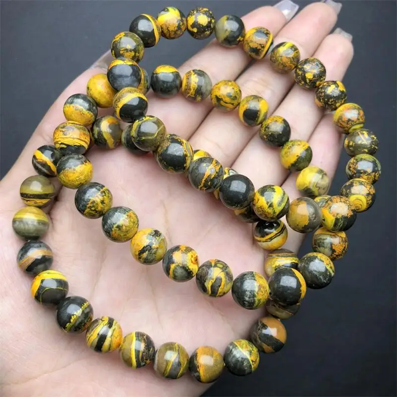 10MM Natural Bumblebee Quartz Bracelet Women Trendy Reiki Healing Elastic Yoga Energy Wristband Jewelry Gift 1PCS