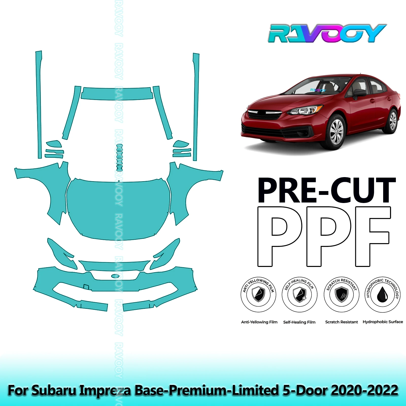 

Front Kit+Rockers Clear Bra Precut PPF Paint Protection Film For Subaru Impreza Base-Premium-Limited 5-Door 2020-2022