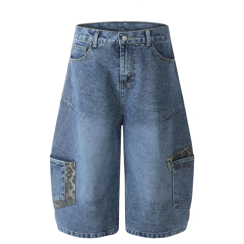 

Мужские джинсы свободного кроя с принтом леопарда, весенние, новые, синие, в стиле стритстайл, повседневные брюки