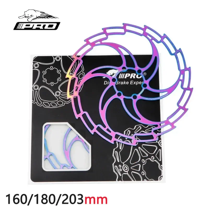 

IIIPRO Bike Brake Disc Rainbow 6Bolt Rotor Stainless Steel 160mm 180mm 203mm for Mountain Road Bike Hydraulic Disc Brake Pads