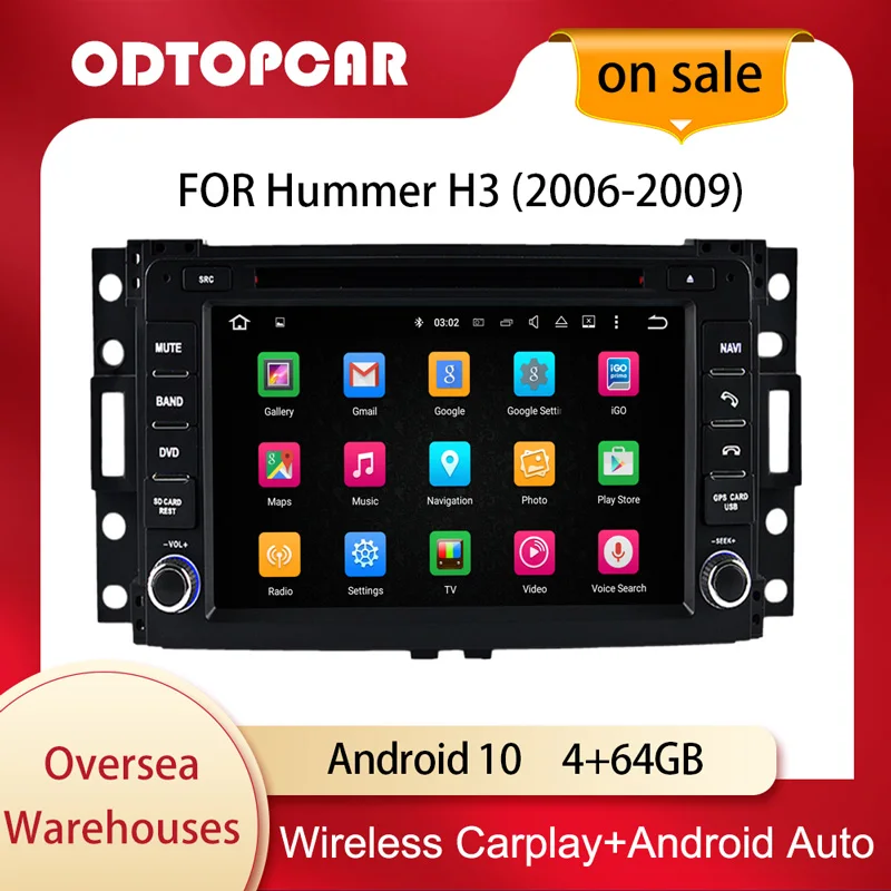 

Odtopcar 7" Autoradio For Hummer H3 2006-2009 GPS Navi 4+64G Touchscreen Android Auto Carplay Upgrade WIFI Bluetooth Google