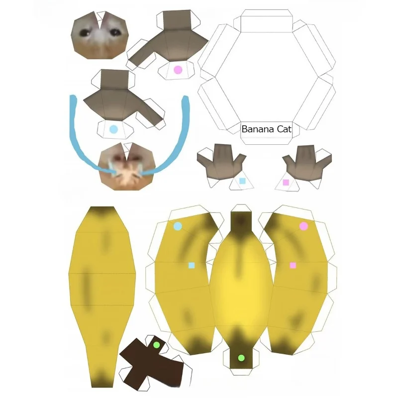 Kat Meme Handgemaakte Origami 3D Driedimensionale DIY Handgemaakte Cadeau Banaan Appel Happy Cat Materiaal Kit Decoratie Speelgoed