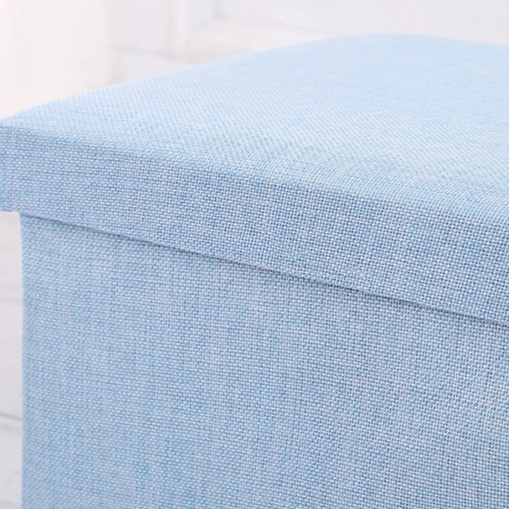 1 قطعة تخزين قابل للطي البراز القماش مربع متعدد الوظائف صندوق مقعد السماء الزرقاء أشتات المنزلية المنظم عالية تحمل #2