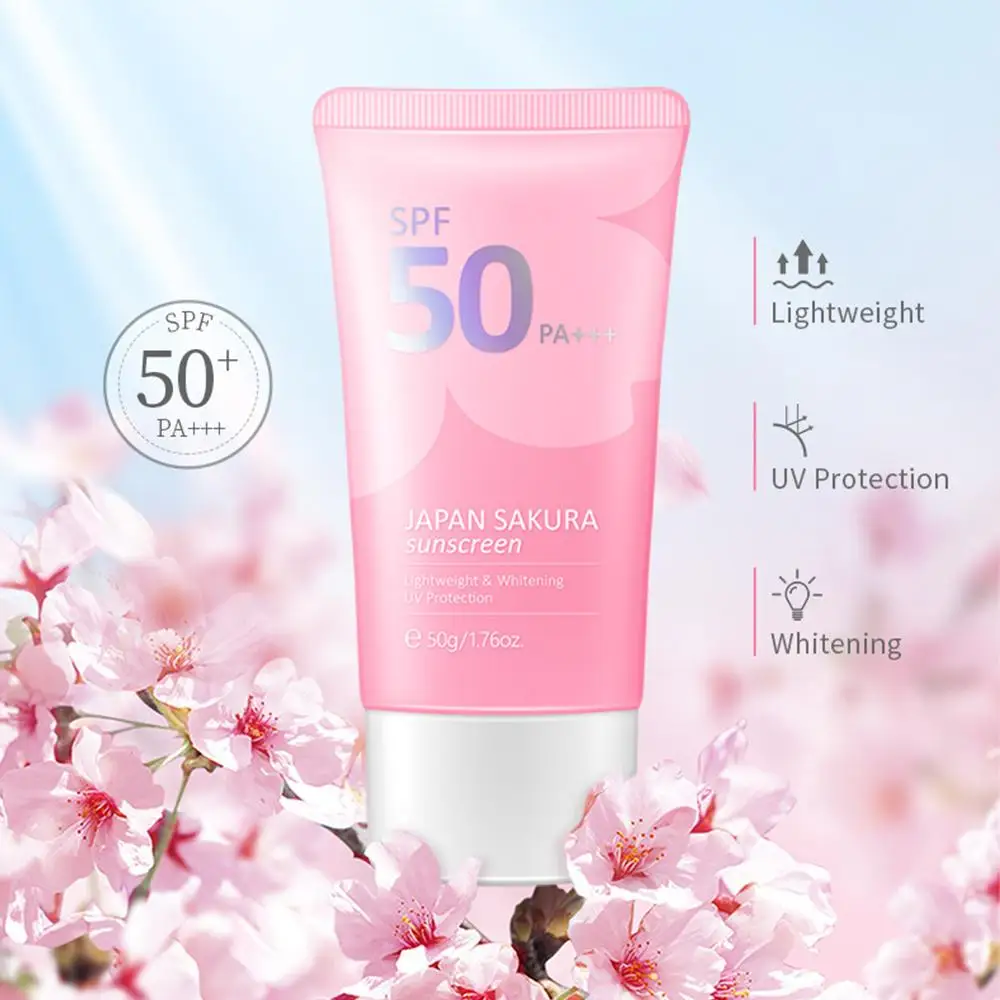 Laikou Sakura Moisturizer Sunscreen Cream Protector Facial Sun Block Spf50 Gel Isolation Lotion Face Suncream 50g