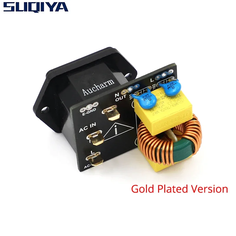 

SUQIYA-Gold-Plated AC Power Tail Plug-In 4A EMI Filter Socket For HIFI Speaker Audio Amplifier With 5A fuse free shipping