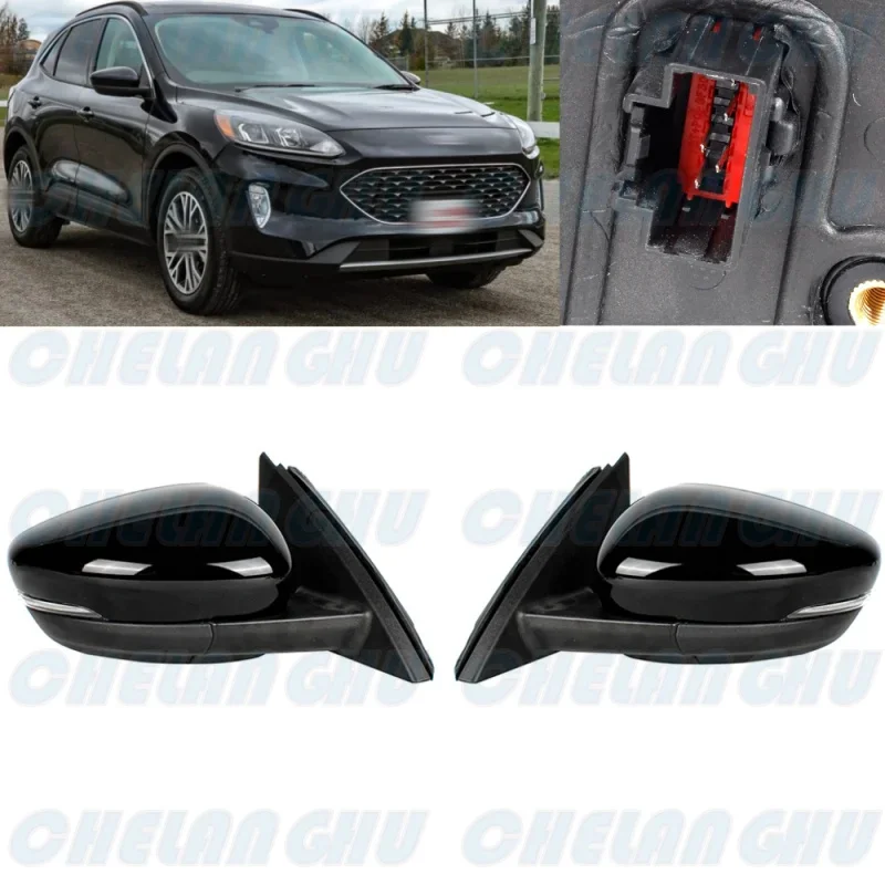 

1 Pair 5 Pins Black Painted Power Adjust Turn Signal Reversing Mirror Assembly For Ford Escape 2020 2021 2022 2023