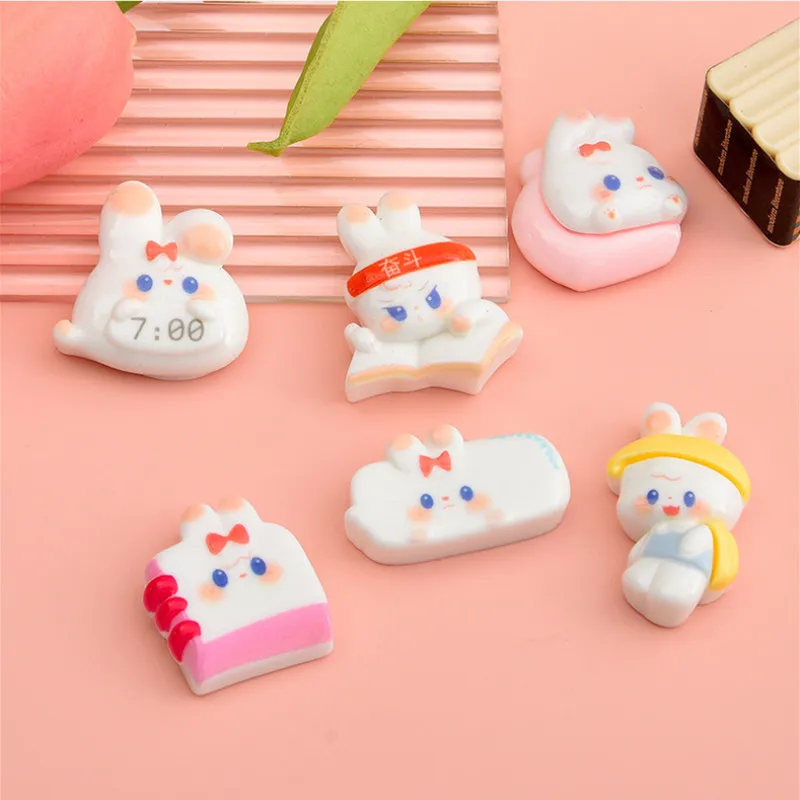 10/20 buah kartun kelinci Resin DIY anting kalung jepit rambut perhiasan perlengkapan kerajinan aksesoris bahan lucu Scrapbooking Patch