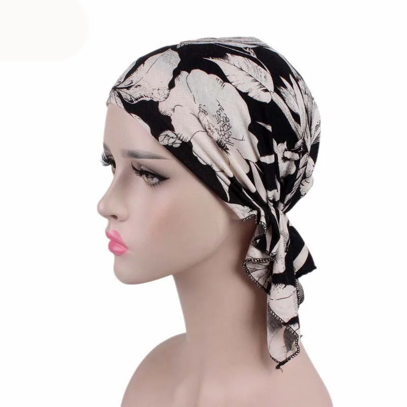 Elastic Muslim Women Scarf Turban Hat  Head Wrap Headwear For Hair Loss AccessoriesCancer Chemotherapy Chemo Beanies Caps HT91