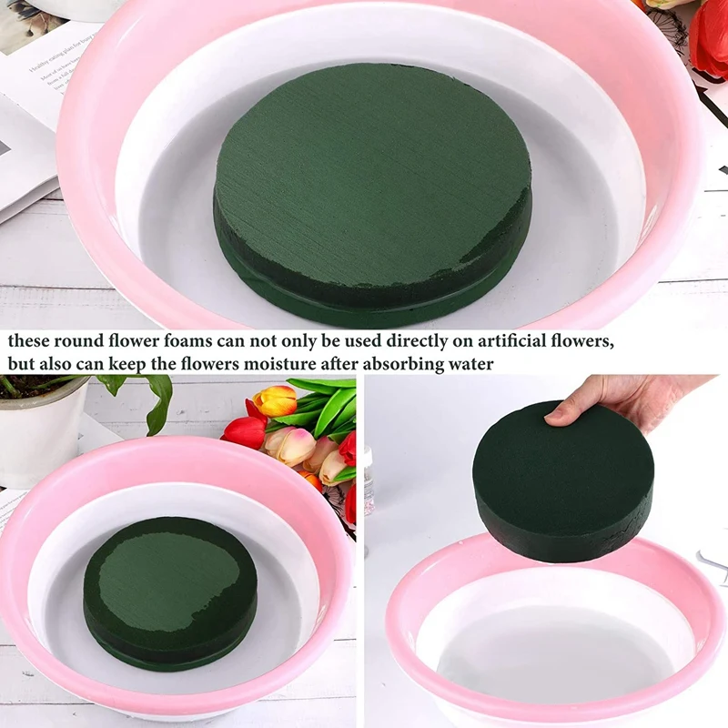 Jemcgrl 6 Pièces Blocs De Mousse Floraux Ronds 12cm - Mousse Florale Sèche Pour Fleurs Artificielles, Artisanat Et Décoration Mariage