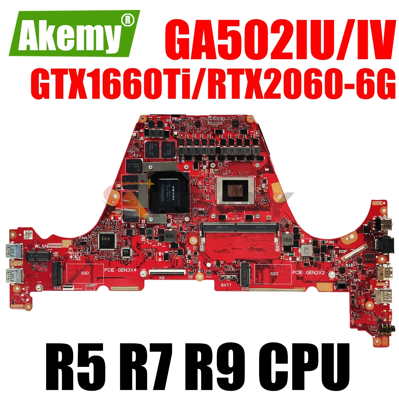 Imagem -02 - Akemy Ga502iu Placa-mãe de Laptop para Asus Rog Ga502iu Ga502iv Ga502 Notebook Mainboard Gtx1660ti Rtx20606g Gpu r5 r7 r9 Cpu 8gb