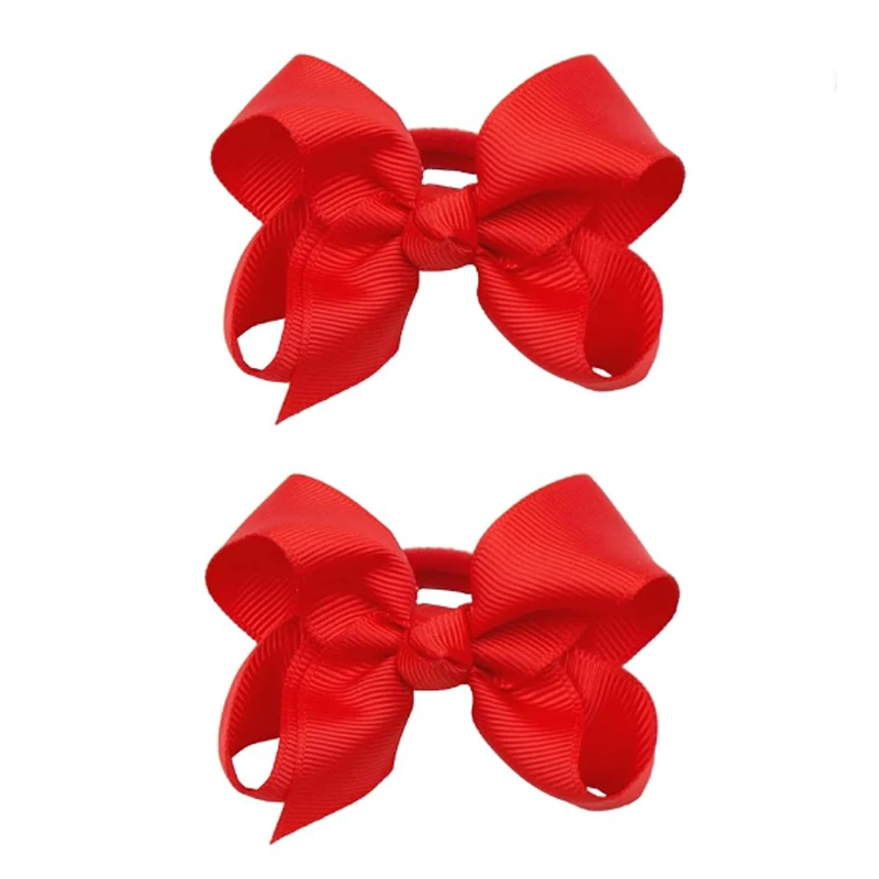 

2PCS Boutique Hair Bows Elastic Ties Kids Children Rubber Bands Ponytail Holders Hair Bands For Baby Girls Teens Toddlers