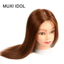 Mannequin Head 100% Human Hair Hairdresser Cosmetology Training Head Can Be Dyed And Bleached Hairdressing Apprentice