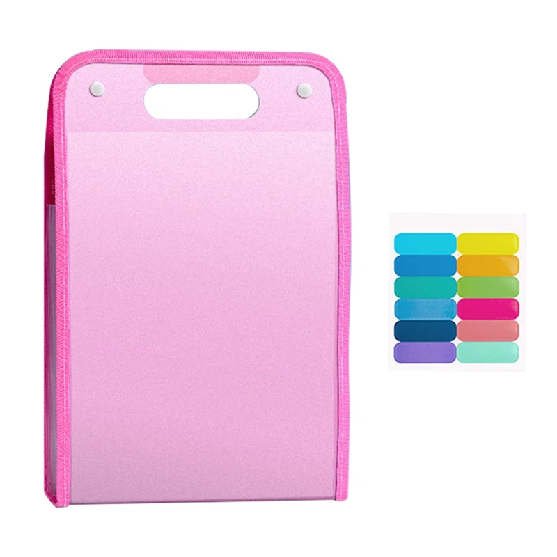 4Pcs A4 File Folders, Vertical A4 File Organizer With Handle With Portable 13 Pockets For Student, Business Easy To Use