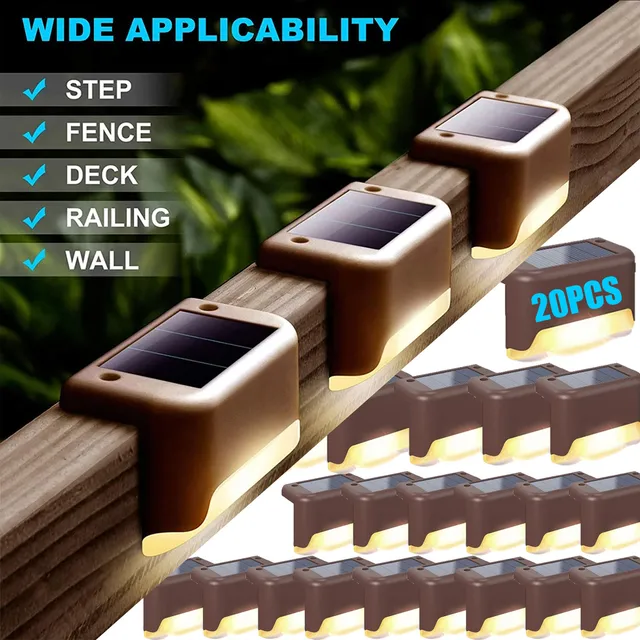 1 ~ 20 sztuk słoneczne światło pokładowe zewnętrzne IP65 wodoodporne lampy ogrodowe zasilane energią słoneczną do balustrady schody Step Fence Yard Patio Pathway