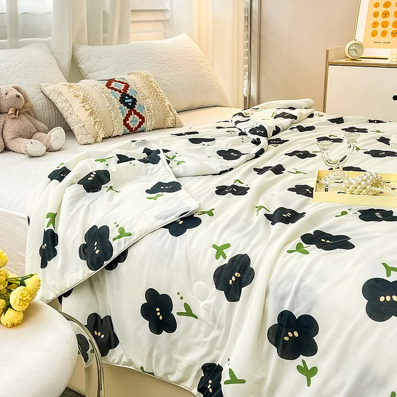 Korean Princes Soft Skin Comforter for Spring Summer Cool Blanket King Size Bed Air Condition Quilt Single Quilts Cold Bedding