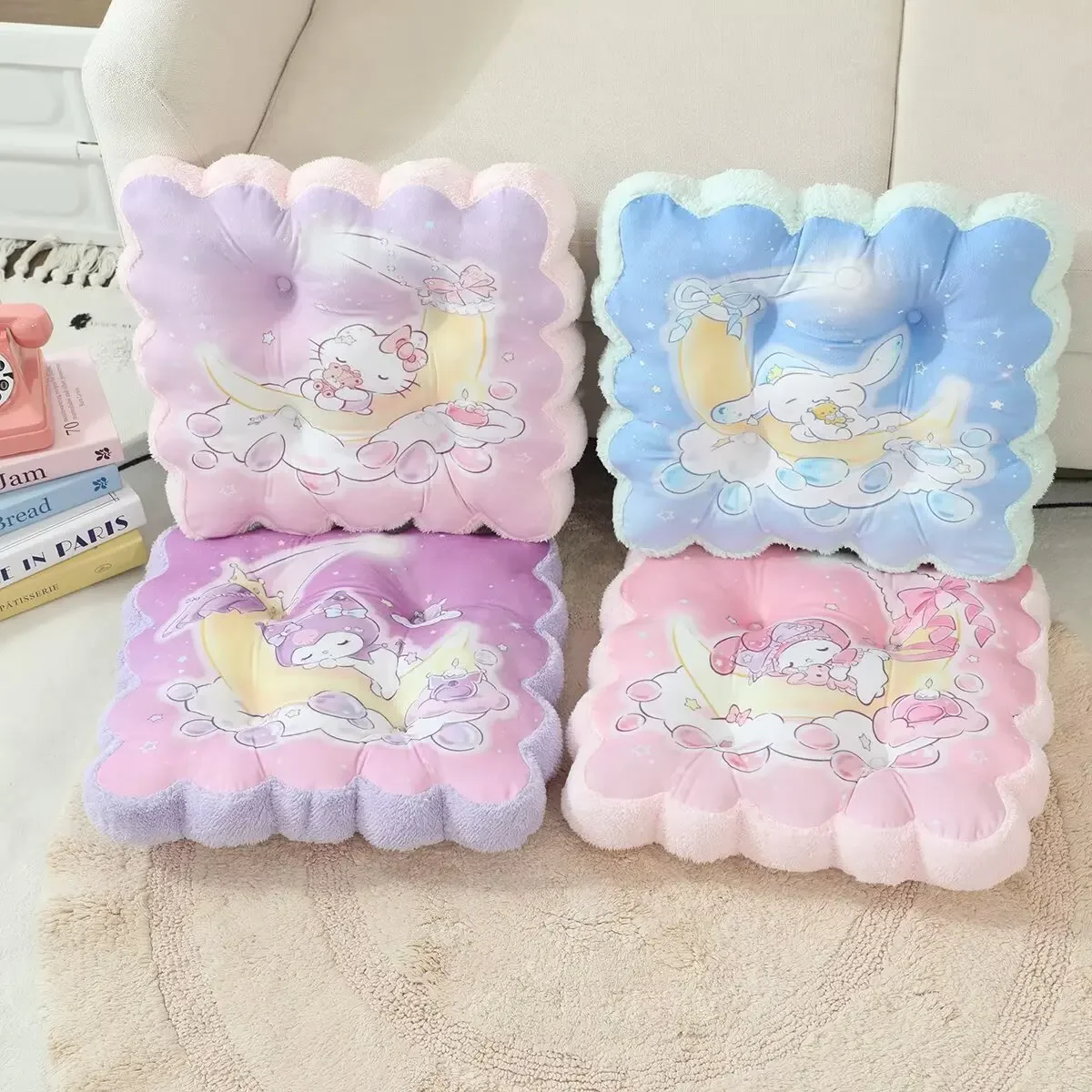 Cartoon Printed Seat Cushion Kuromi My Melody Sitting Cushion Back Cushion Chair Kawaii Anime Thickened Cushion Home Decor Girl