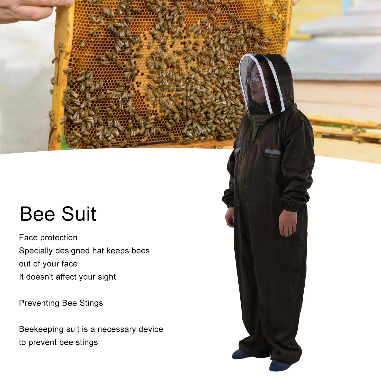 

All In One Green Beekeeping Suit Ventilated Breathable Polyester Full Body Protective Beekeeper Clothes