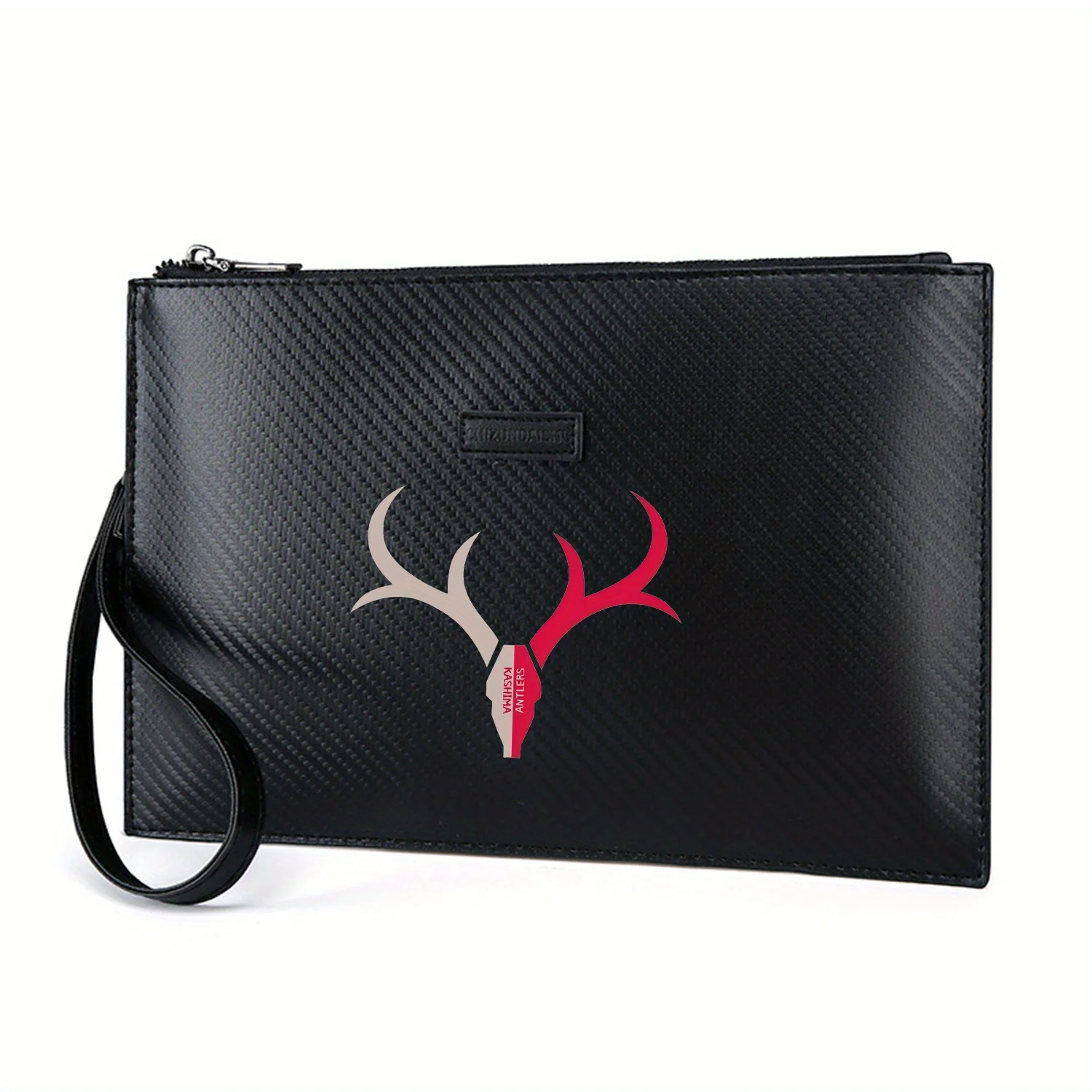 Antlers logo red gray black deer design Elegant Printed PU Men's Handbag Fashionable and Practical for Everyday Carry