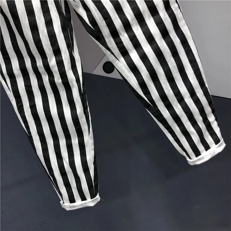 Imagem -04 - Calça Harém Casual para Mulheres Moda Streetwear Cintura Alta Calça Listrada Que Combina com Tudo Nova Primavera Outono 2023