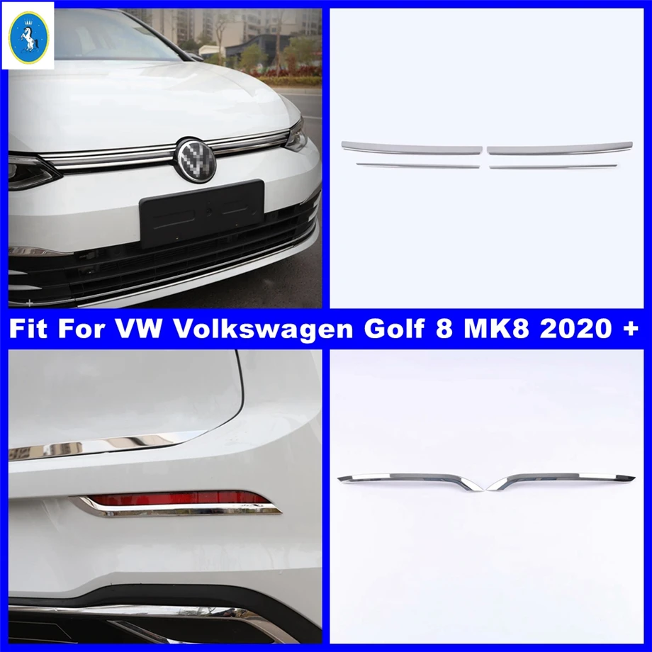 

Front Center Grille / Rear Fog Lamps Lights Eyelid Eyebrow Strip Cover Trim Accessories For VW Volkswagen Golf 8 MK8 2020 - 2023