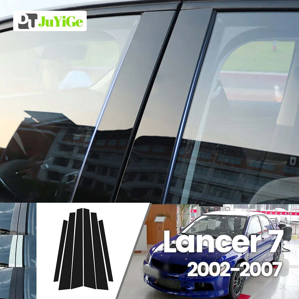 For Mitsubishi Lancer 7 2002-2007 2003 2004 2005 2006 Bright Black Carbon Fibre Window Door B C Sticker