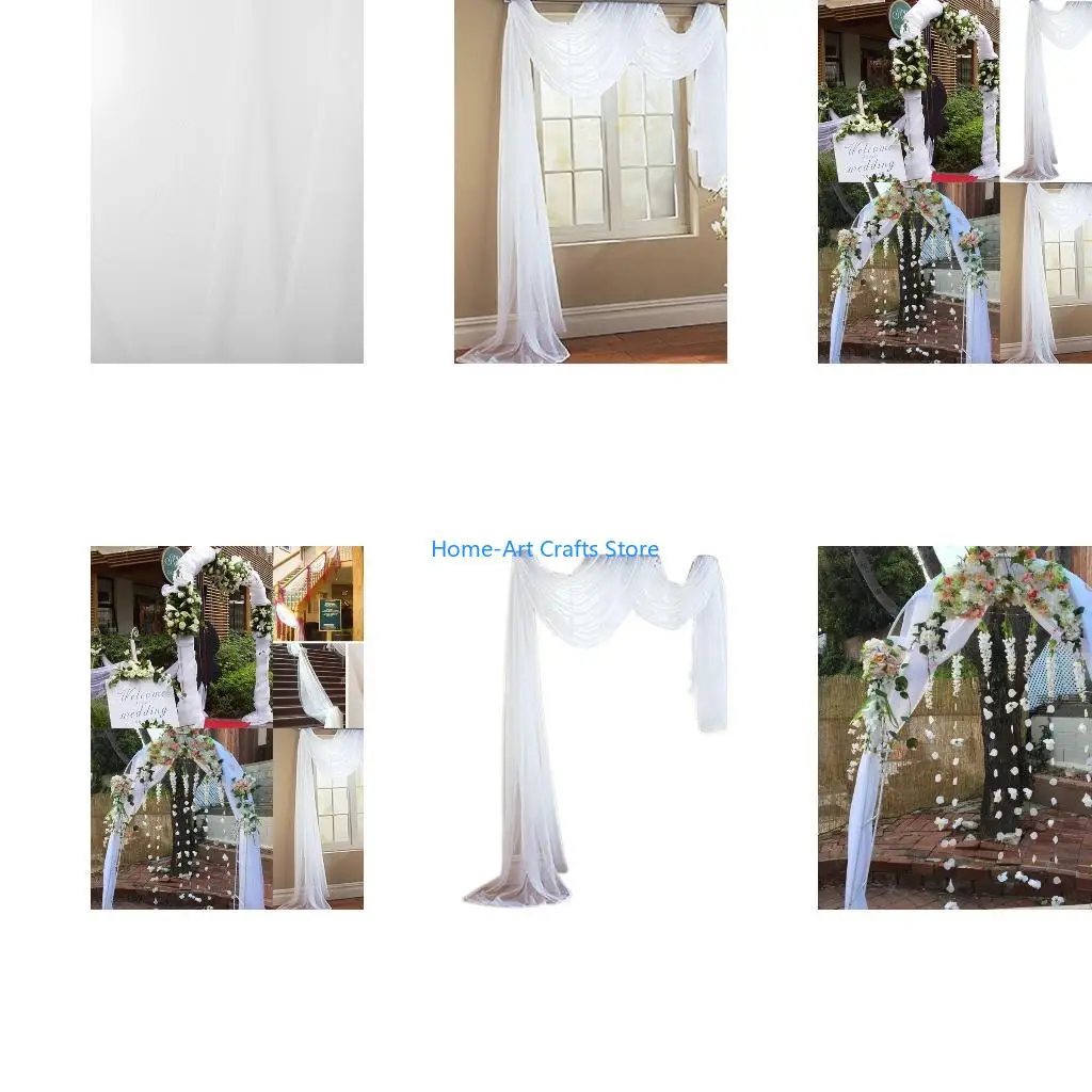 Y3NA White Sheer Canopy Bed Curtain Elegant Voile Window Scarf Valance Outdoor Ceremony Wedding Arch Drapes Decoration