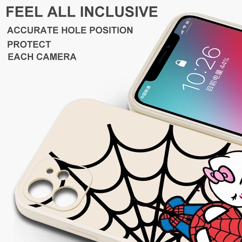 Hello Kitty Spider Man Cute For iPhone 15 14 13 12 11 Pro Max Plus 13 12 Mini X XR XS Max Phone Case Cases Carcasa Funda Soft