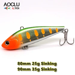 AOCLU Wobbler Super Quality Sinking VIB Vibration 80mm 25g 90mm 35g Hard Bait Fishing Lure Bass Fresh Salt Water VMC Hooks