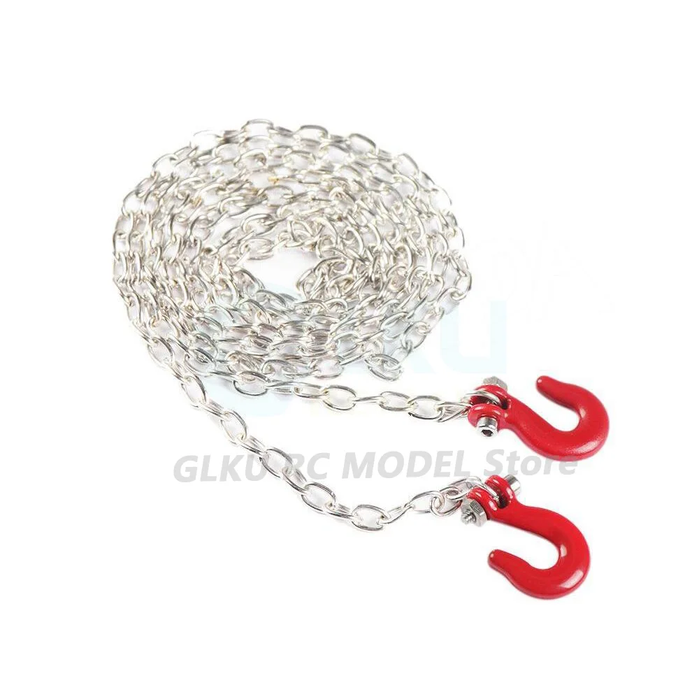 1 sztuk metalowy hak łańcuchowy symulacyjny dla 1/10 samochód wspinaczkowy terenowy RC4WD D90 CC01 Axial SCX10 części dekoracyjne łańcucha przyczepy