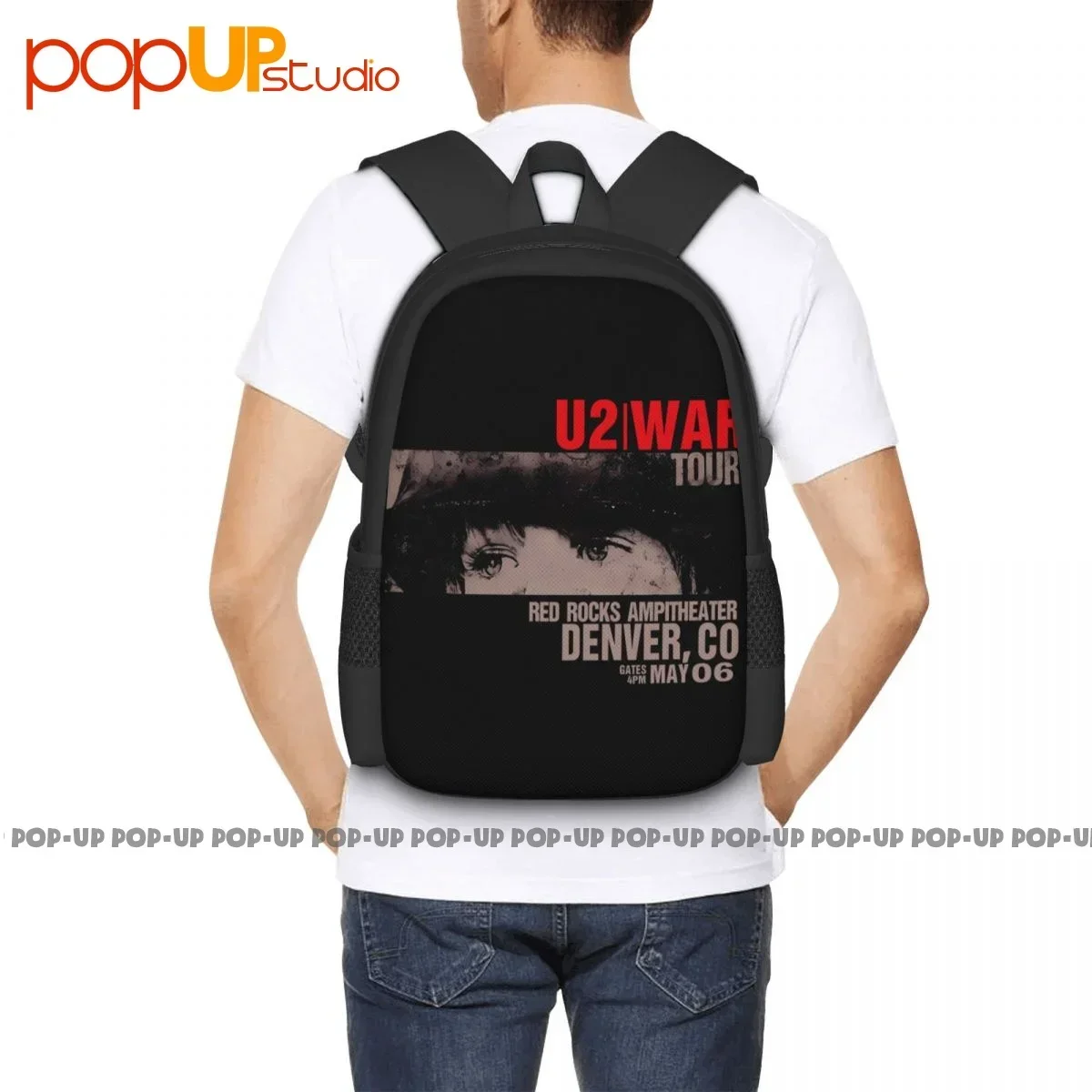 U2 War Red Rocks กระเป๋าเป้สะพายหลังความจุขนาดใหญ่โรงเรียน Art พิมพ์กระเป๋าโรงเรียนกระเป๋ากีฬา