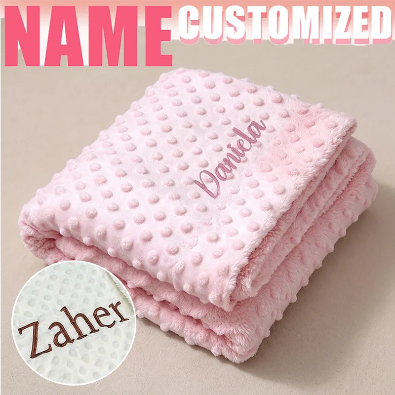 Personalized Baby Name Blanket Custom Swaddle for Newborn Boy Girl, Toddler Stroller Crib Cover, Custom Kids Birthday Gift