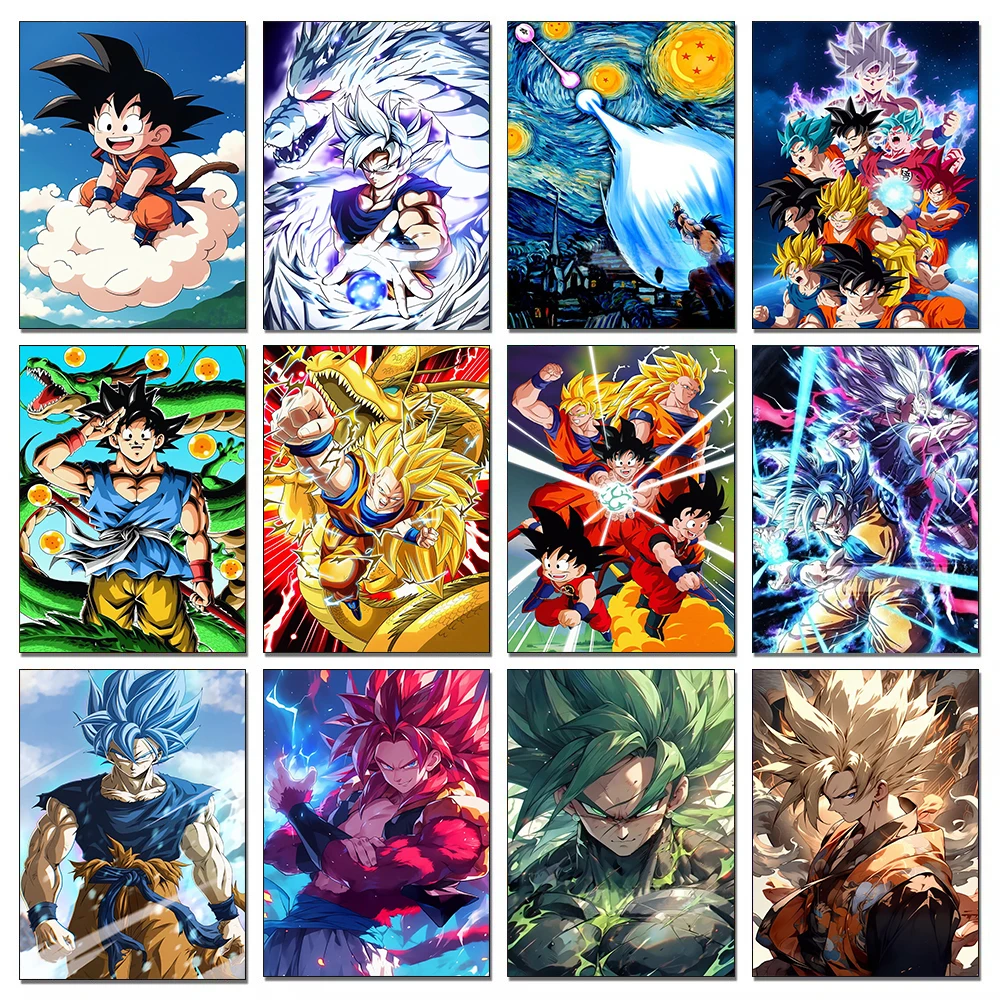 Japanese Anime Diamond Painting Goku Full Square Round Drill Mosaic Embroidery Picture Living Room Bedside Mural