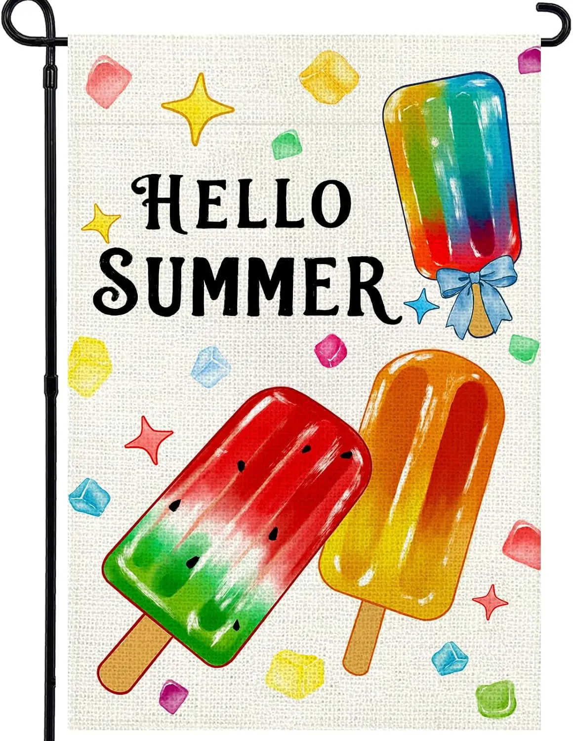 Summer Garden Flag 12x18 Inch, Popsicles Double Sided Small Burlap Flag for Yard Outdoor Decoration LLX PPM