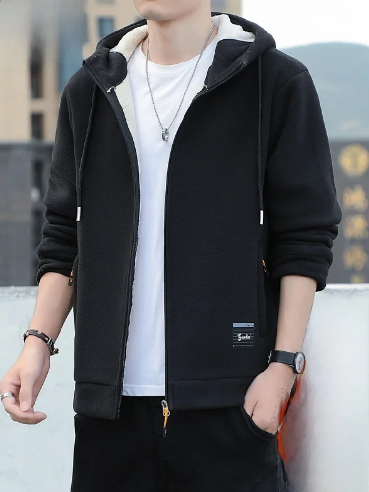 

Paul Spring Autumn Men's Long Sve Hooded Jaet Thiened Fce Faion Loose Comfortable Outerwear Modern Sle Ciwalk