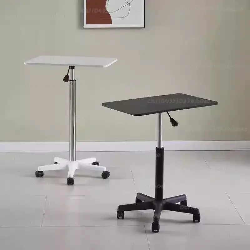Height Adjustable Mobile Laptop Desk With Wheels Overbed Standing Workstation Home Live Streaming Table