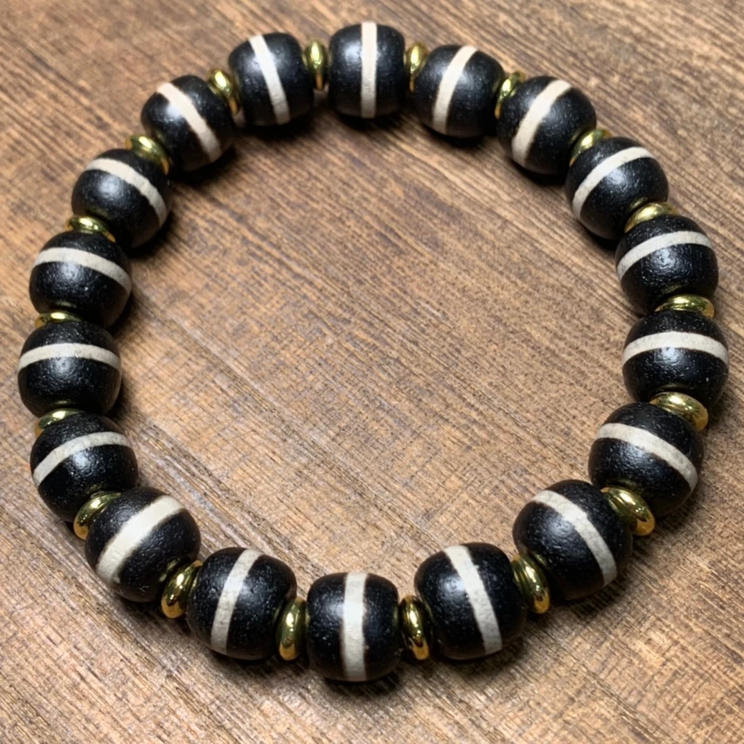

Natural Black Agate Bracelet Men Women Healing Gemstone Fine Jewelry Genuine Agate Stone Black And White Beaded Bracelets Bangle