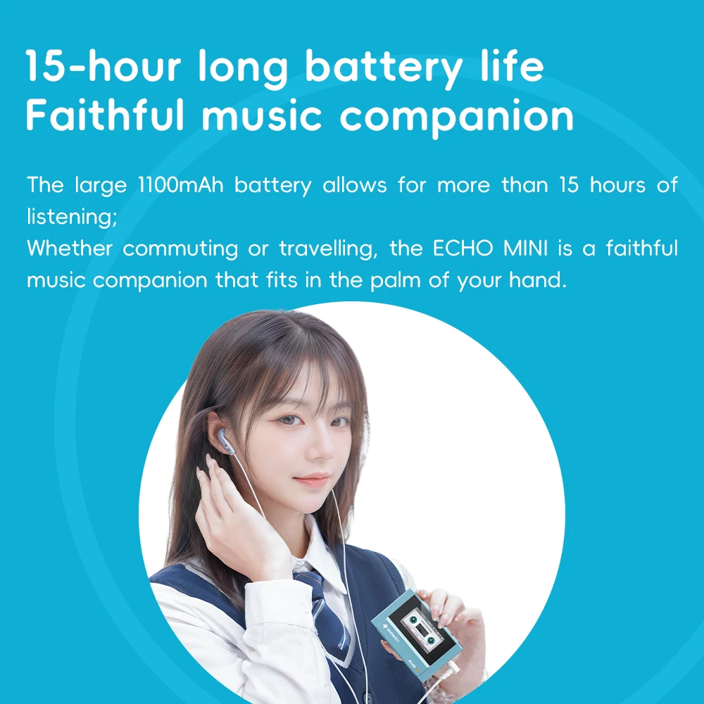 SnowSky/FiiO Echo MINI HiFi Bluetooth MP3 Player, 15 Hours Playback, Independent Volume Control with 3.5mm/4.4mm Headphone Outputs (Sky Blue SnowSky/FiiO Echo MINI HiFi Bluetooth MP3 Player, 15 Hours Playback, Independent Volume Control with 3.5mm/4.4mm Headphone Outputs (Sky Blue
