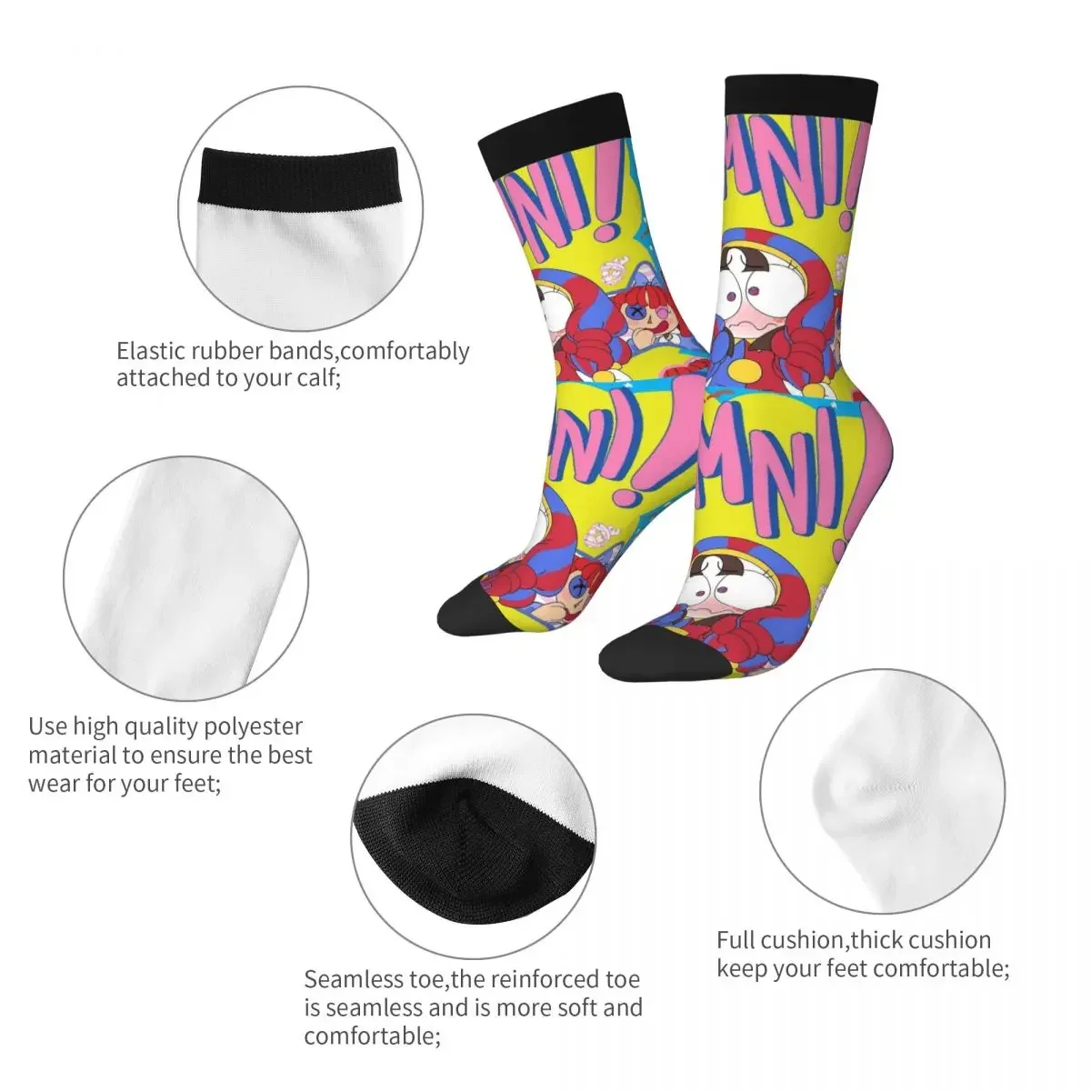 The Amazing Digital Circus Socks Men's Women's Polyester Funny Happy Go for It Pomni Socks Autumn Winter Socks Gift