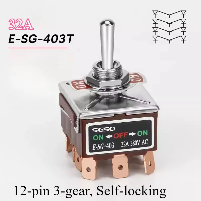 Toggle Switch 1021T/402T/1221T Welding Straight Leg Rocker Lever 1322T/1321/6 Foot 3 Gear 2 Gear Power Toggle Switch 32A 250V AC