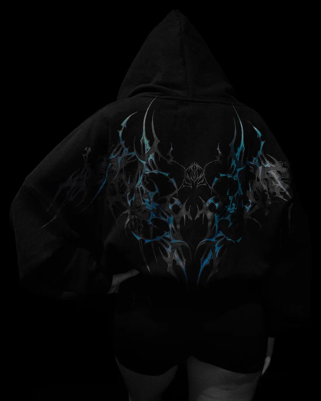 

Gothic Style Midnight Veil Cropped Hoodie Women's Zip-Up Streetwear Fashion Winter Oversized Fleece Pullover