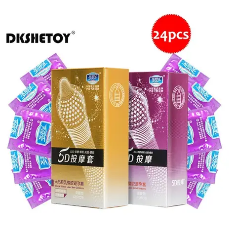 Condones punteados 5D con bigote acanalado punto G látex condón ultrafino orgasmo anticonceptivos estimulan la Vaginal adultos juguetes sexuales