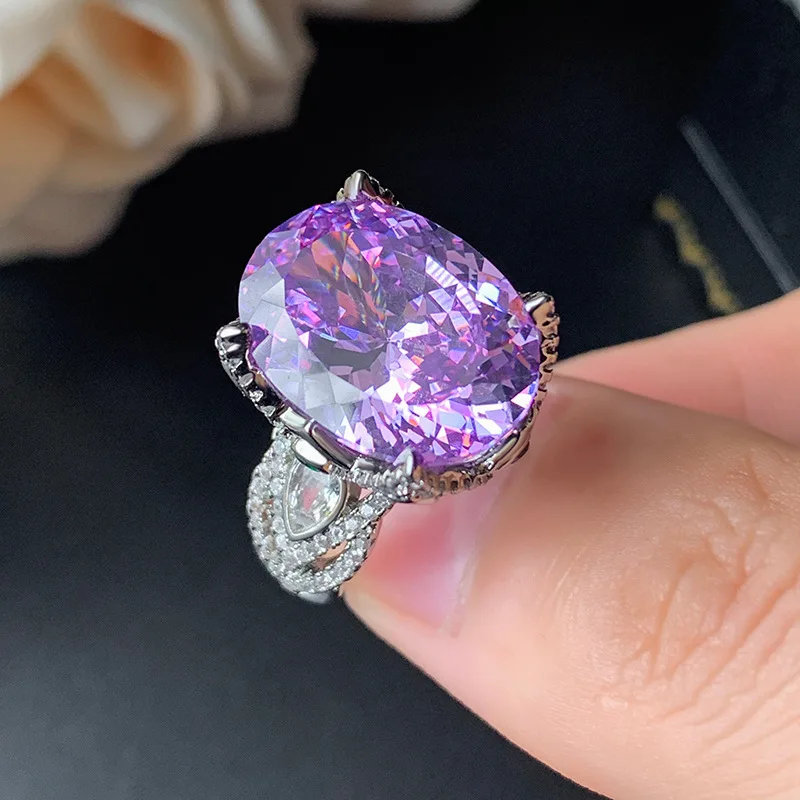 

Autumn Winter New Jewelry Ring Fashion Commuting Bird's Nest Cut Kunzite Pink Diamond Yellow Diamond Retro Versatile Women's Who