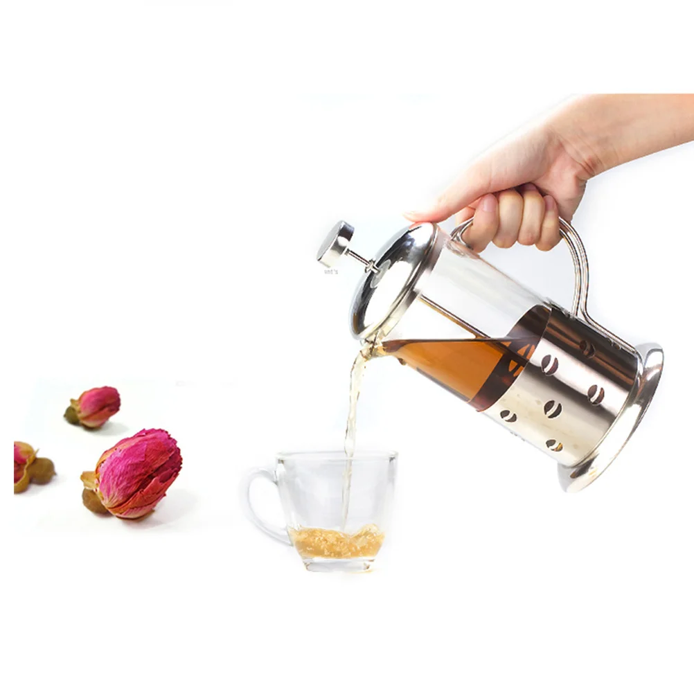 

350Ml Stainless Steel Coffee Pot Heat Resistant Borosilicate Glass Teapot for Hot Cold Beverages Coffee Tea Water Juice