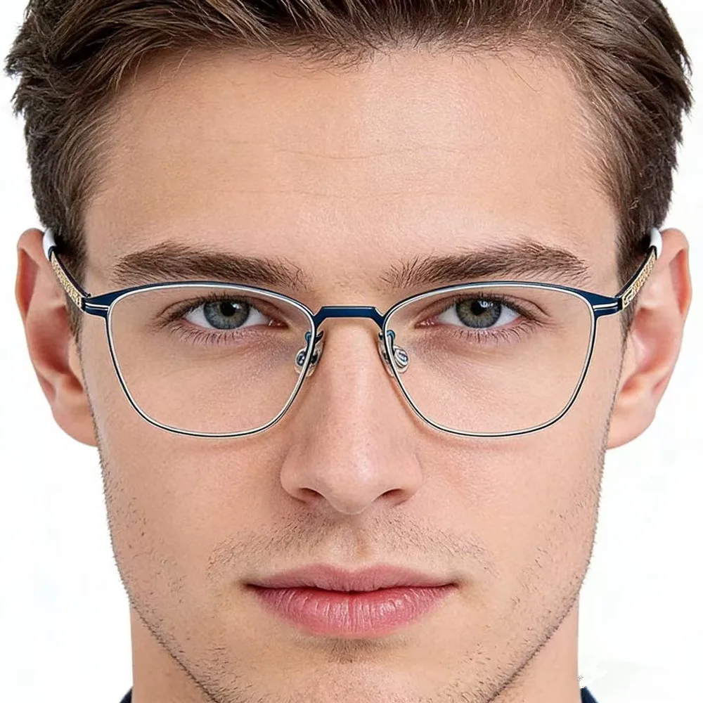 New Germany Men\'s Square Screwless Glasses Frame Women Fashion Ultralight Brand Designer Eyewear Business Eyeglasses Spectacles