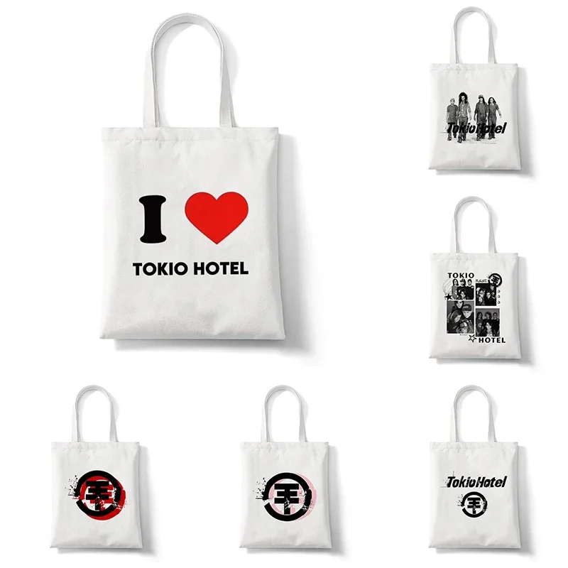 Tokio Hotel Group Music Women Print Shopper Casual Shopping Handbags Female Shoulder Fashion 90s Style Canvas Tote Bag