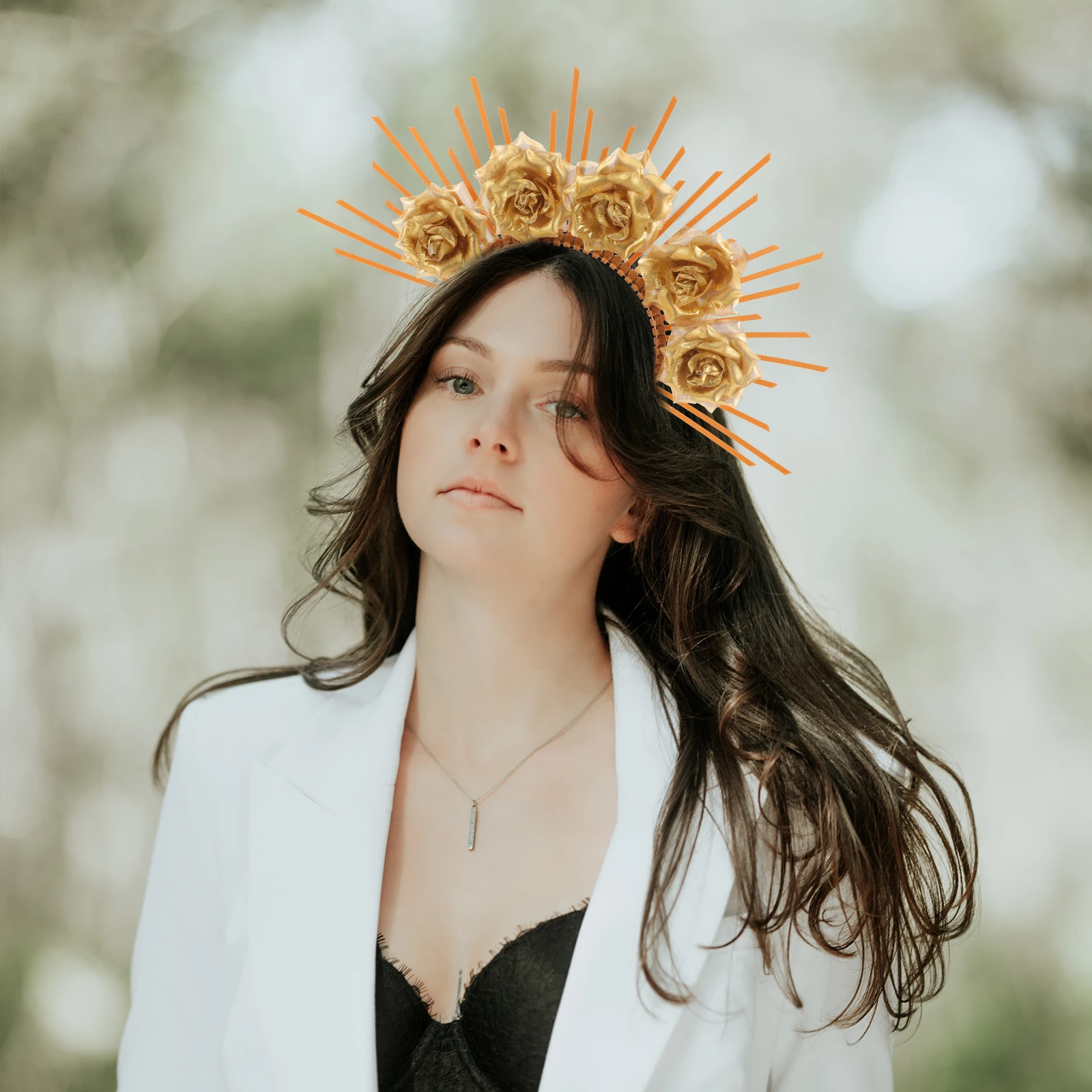 

Goddess Headband Crown Hair Wrap Small Golden Headpiece for Women Bride Wedding Party Accessories Plastic Material Size Fit