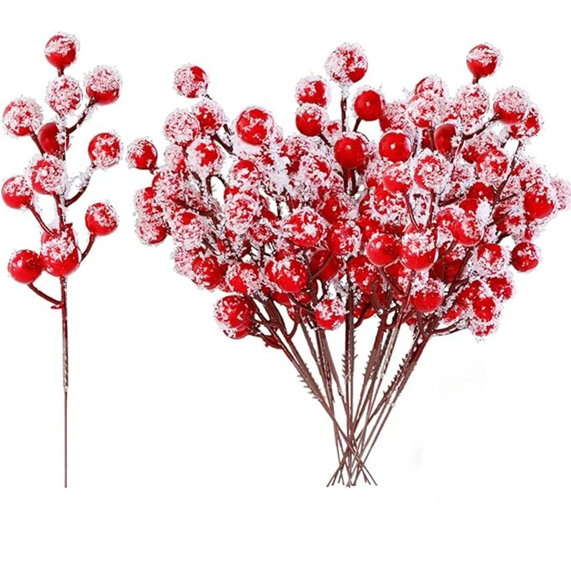 10/20 قطعة الثلوج الاصطناعية متجمد هولي بيري الجذعية شجرة عيد الميلاد الديكور للمنزل الزفاف الحلي إكليل ذاتي الصنع اكسسوارات #1