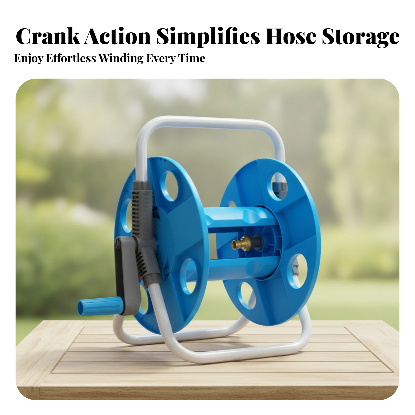 Yard Organizer Plastic Metal Frame Hose Reel Cart Easy to Install Portable Hose Reel Cart