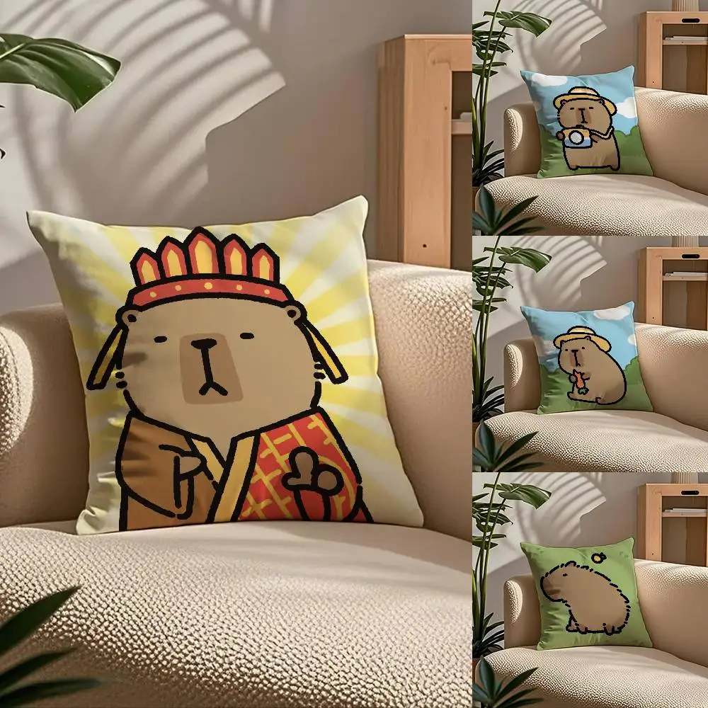 

Capybara Cartoon Cute Pillow Case Comfort Sofa Bed Silky elegant Invisible zipper Custom Decorative cushion cover