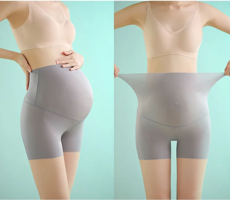

Women Belly Shorts High Waist See Through Cool Safty Shorts Thin Pregnancy Underwear Maternity Sheer Shorts Soft Summer Pregnant